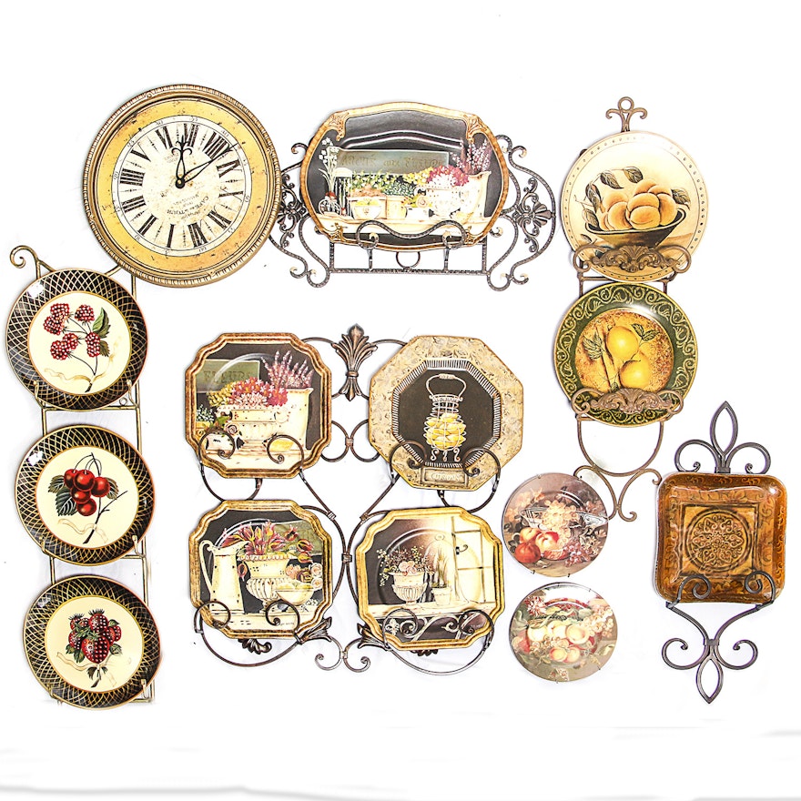 Grouping Of Decorative Plates With Display Frames Ebth
