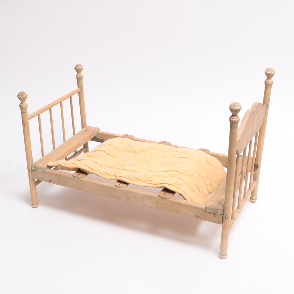 vintage wooden doll bed