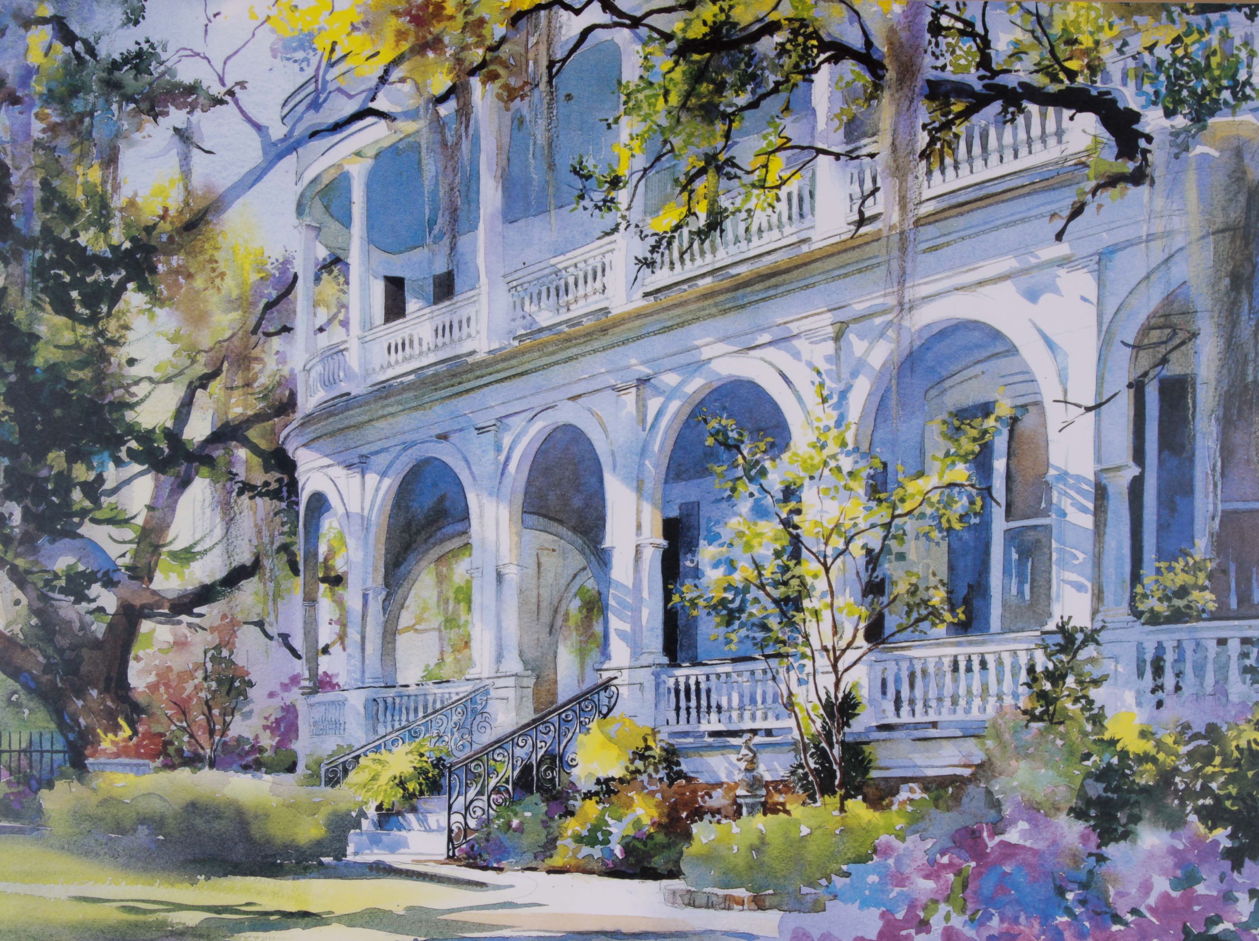 Virginia Fouche Bolton signed Print of Watercolor Painting EBTH