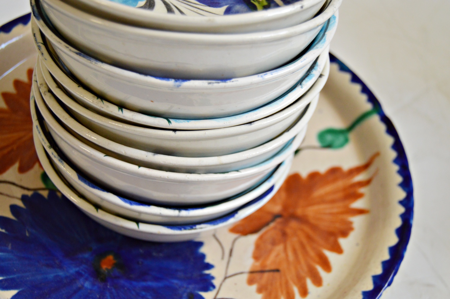 Mid Century Mexican Hand Painted Ceramic Bowls and Platter EBTH