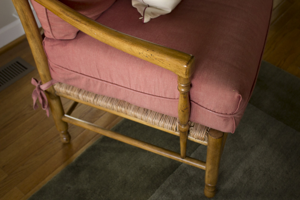 Cushioned Rush Seat Chair and Ottoman EBTH