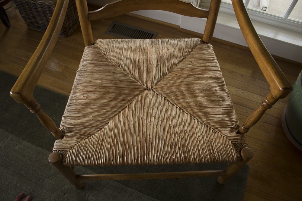 Cushioned Rush Seat Chair and Ottoman EBTH