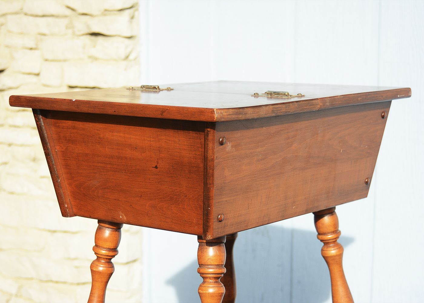 Vintage HeywoodWakefield "Cinnamon" Maple Sewing Storage Table EBTH