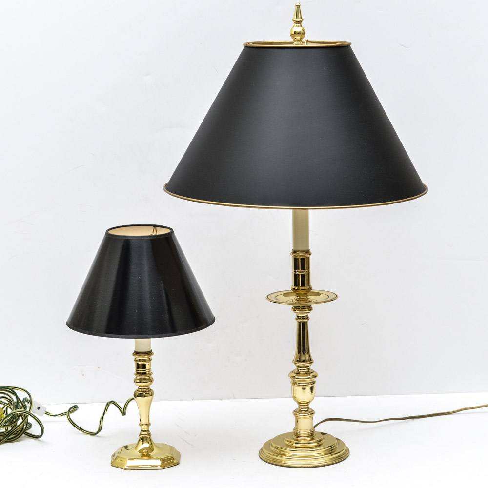 Pair of Baldwin Brass Candlestick Lamps EBTH