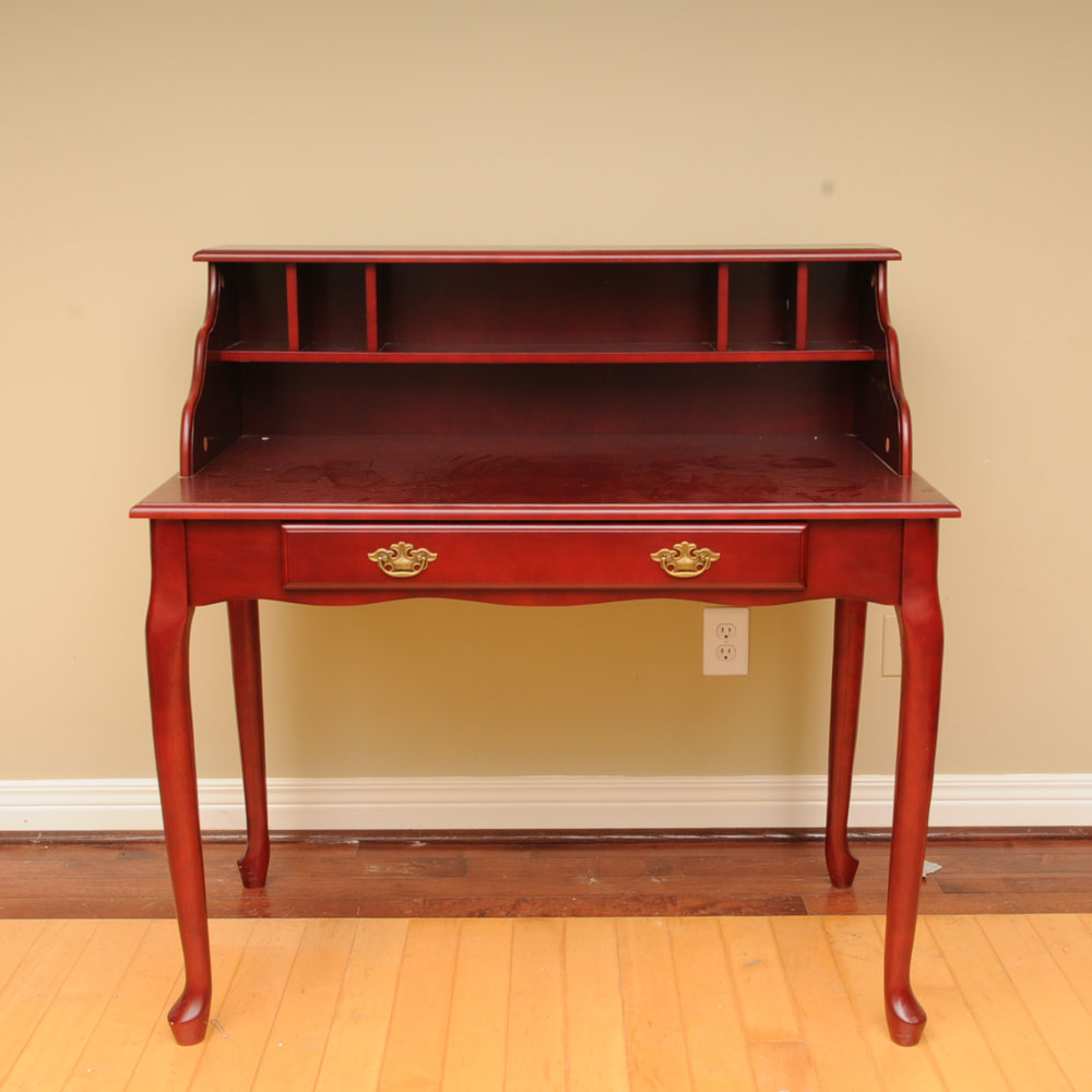 Red Painted Wooden Desk EBTH