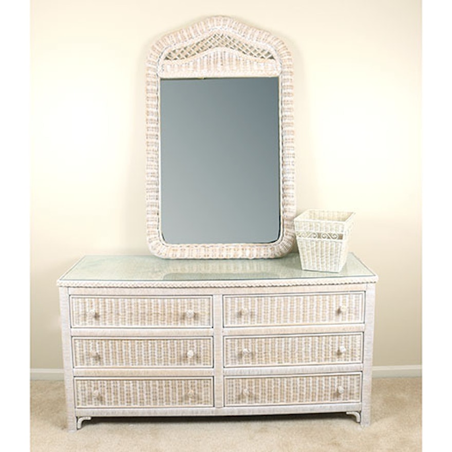 Lexington Henry Link Wicker Dresser And Mirror Ebth