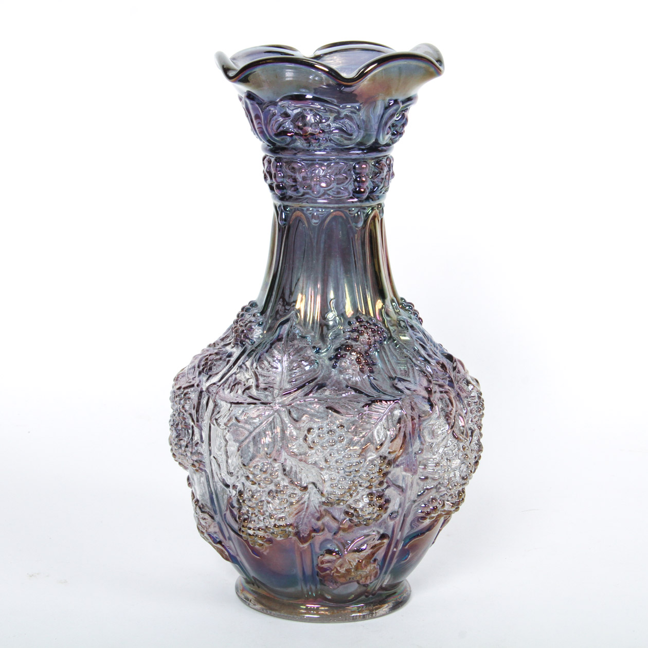 Purple Carnival Glass Vase Ebth Carnival glass vases are sometimes made in this way. purple carnival glass vase