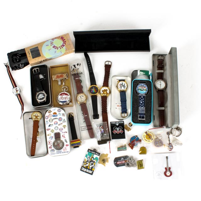 Novelty Watch and Pin Collection EBTH