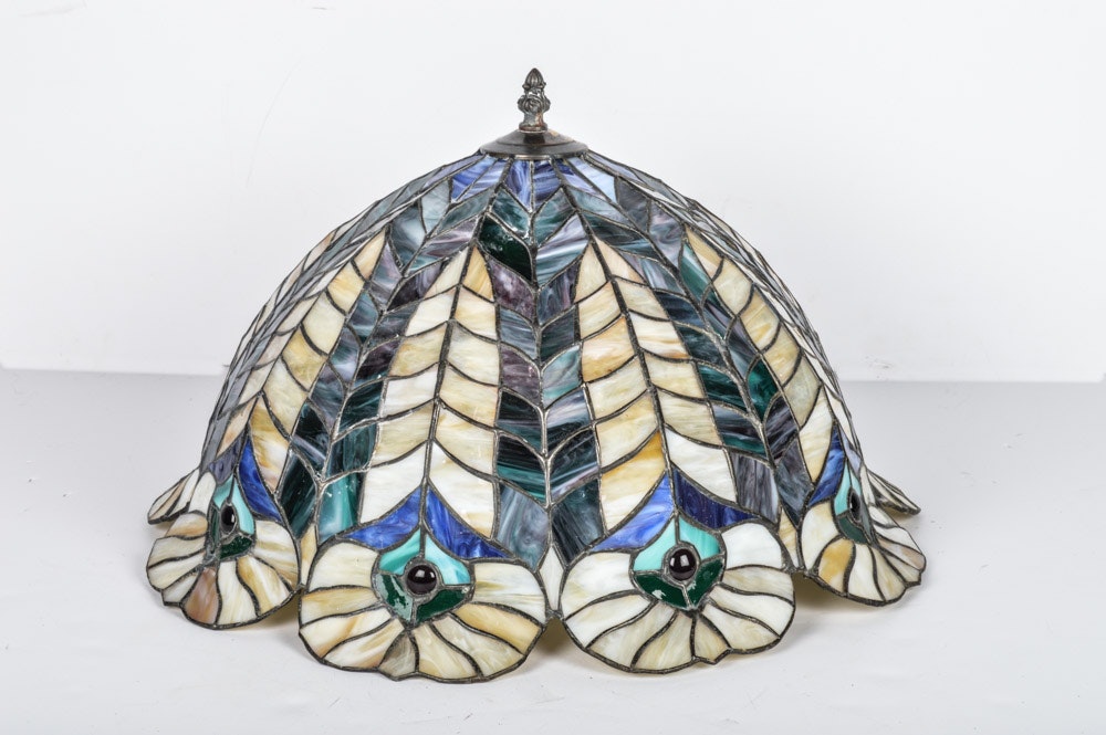 Leaded and Stained Glass Hanging Lamp Shade : EBTH
