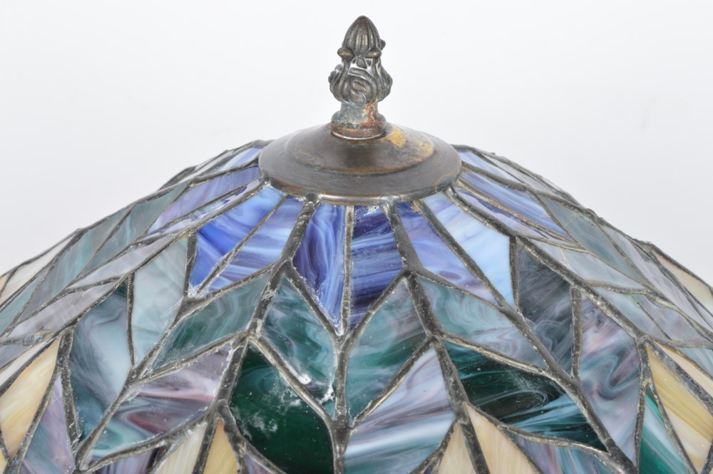 Leaded and Stained Glass Hanging Lamp Shade EBTH