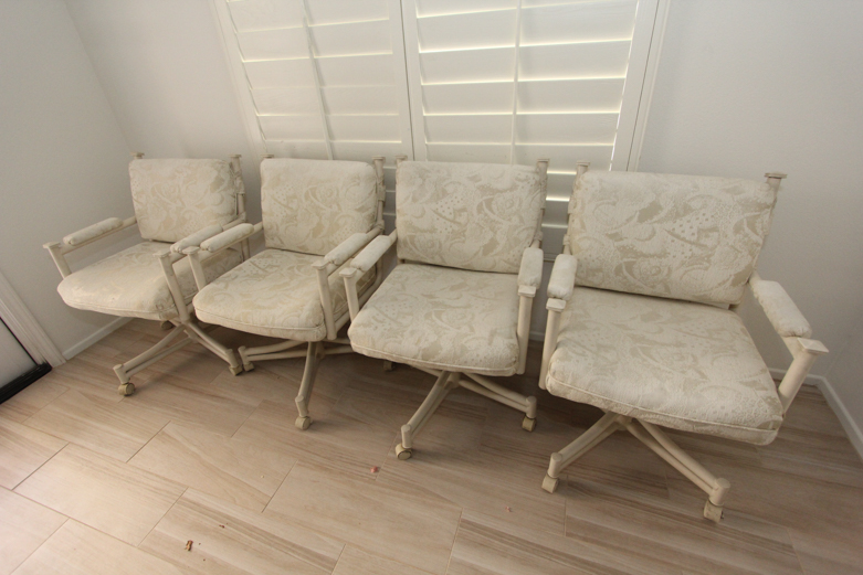 Glass Top Set with Four Rolling Chairs EBTH