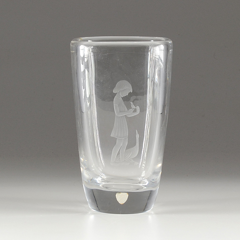 Vintage Orrefors Engraved Vase Ebth