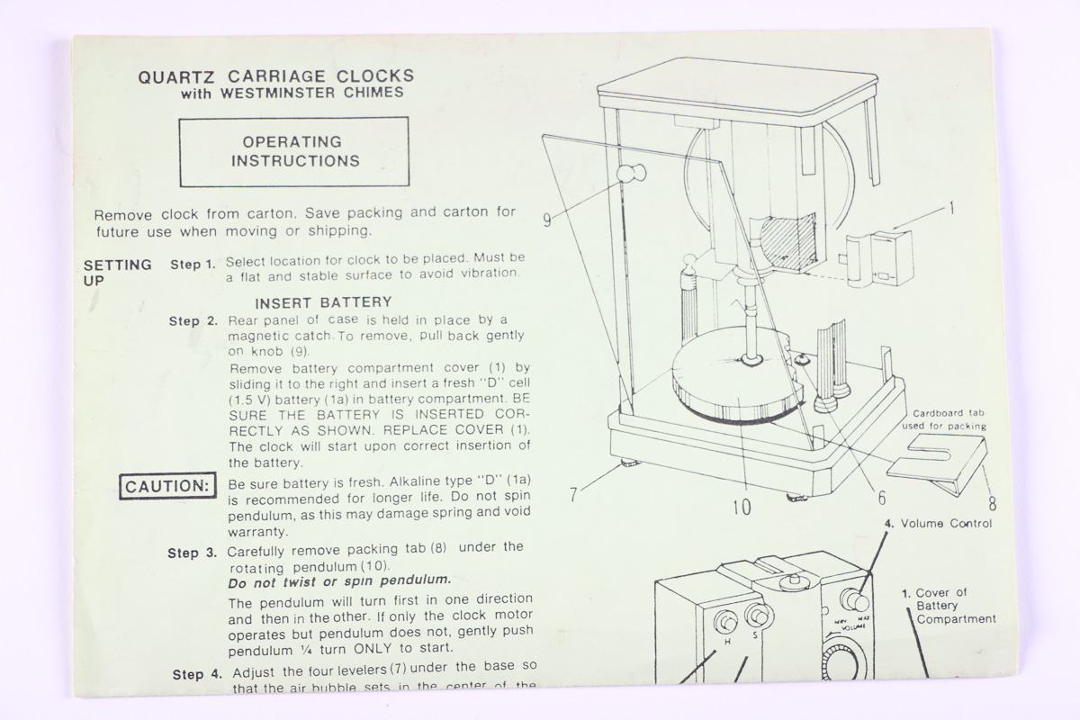 Elgin Westminster Chime Quartz Carriage Clock with Instructions EBTH