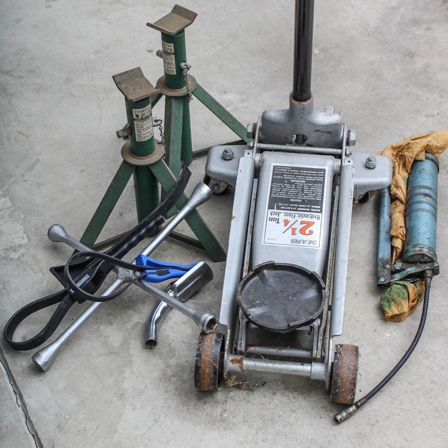 Sears 2 24 Ton Hydraulic Floor Jack Stands And More Ebth