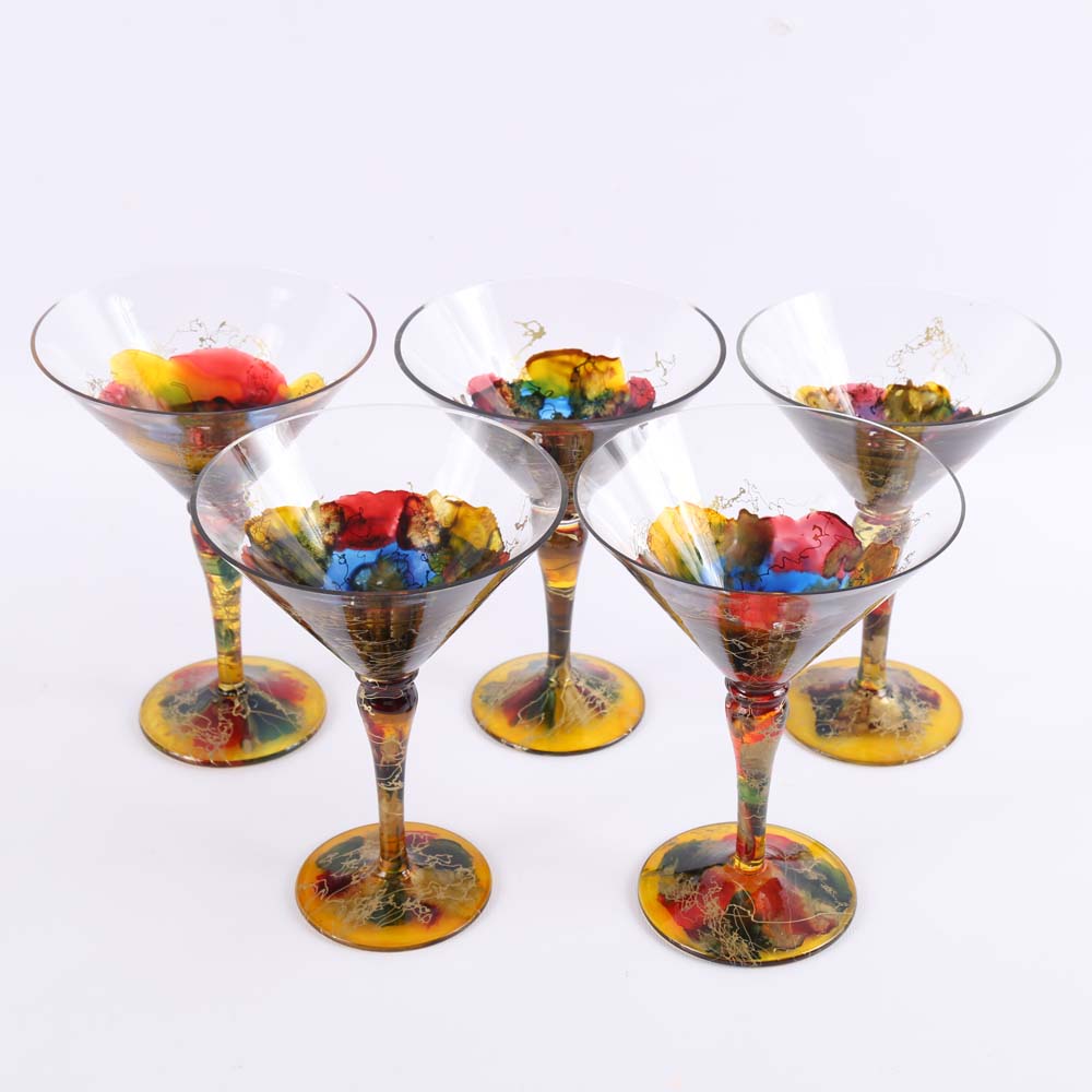 Hand Painted Martini Glasses EBTH