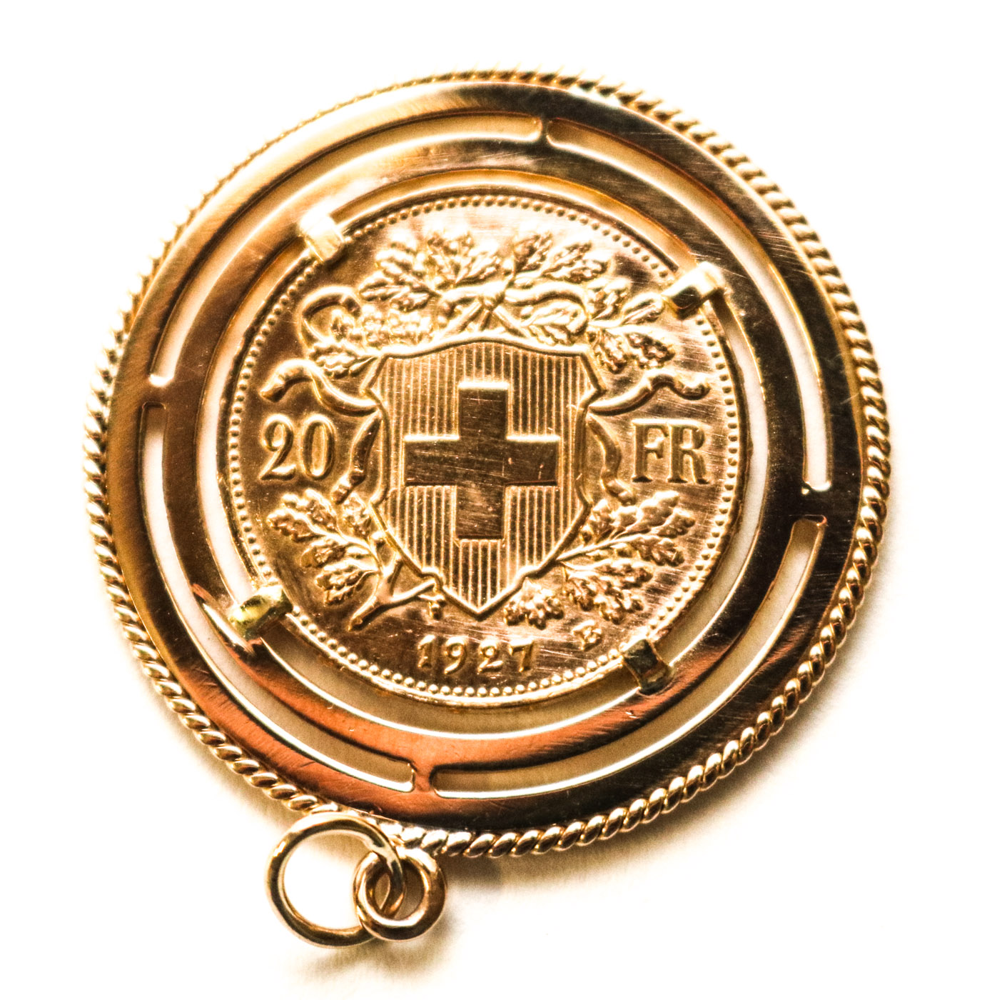 18K Gold Coin Pendant with Swiss 20 Francs Gold Coin | EBTH