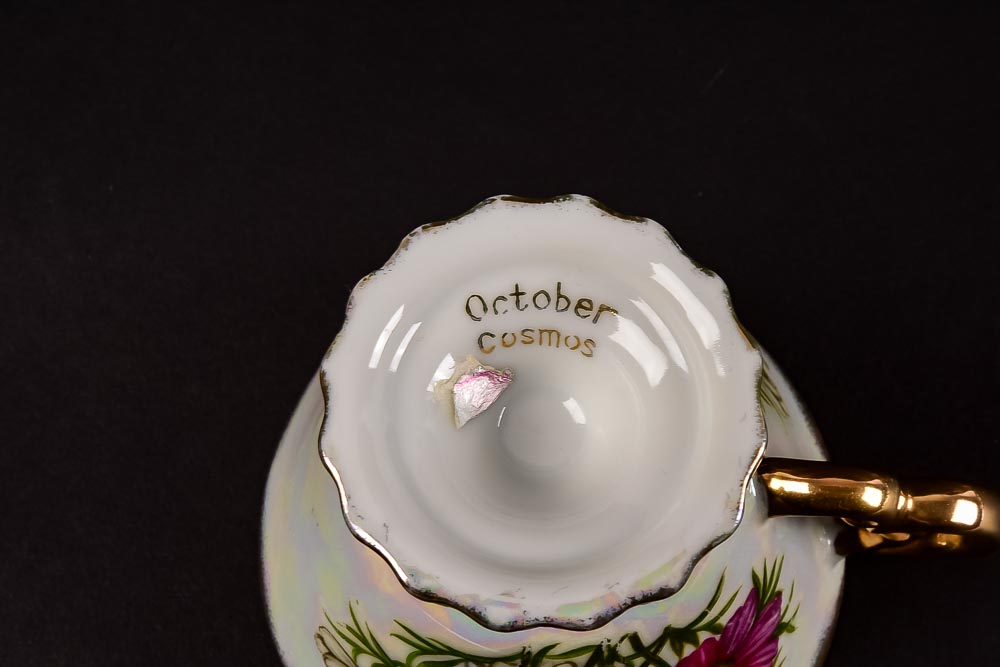 Twelve Month Set of Ucagco Japanese Ceramic Tea Cups and Saucers EBTH