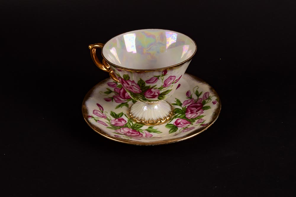 Twelve Month Set of Ucagco Japanese Ceramic Tea Cups and Saucers EBTH