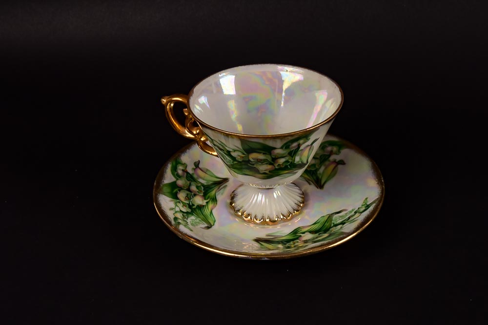 Twelve Month Set of Ucagco Japanese Ceramic Tea Cups and Saucers EBTH