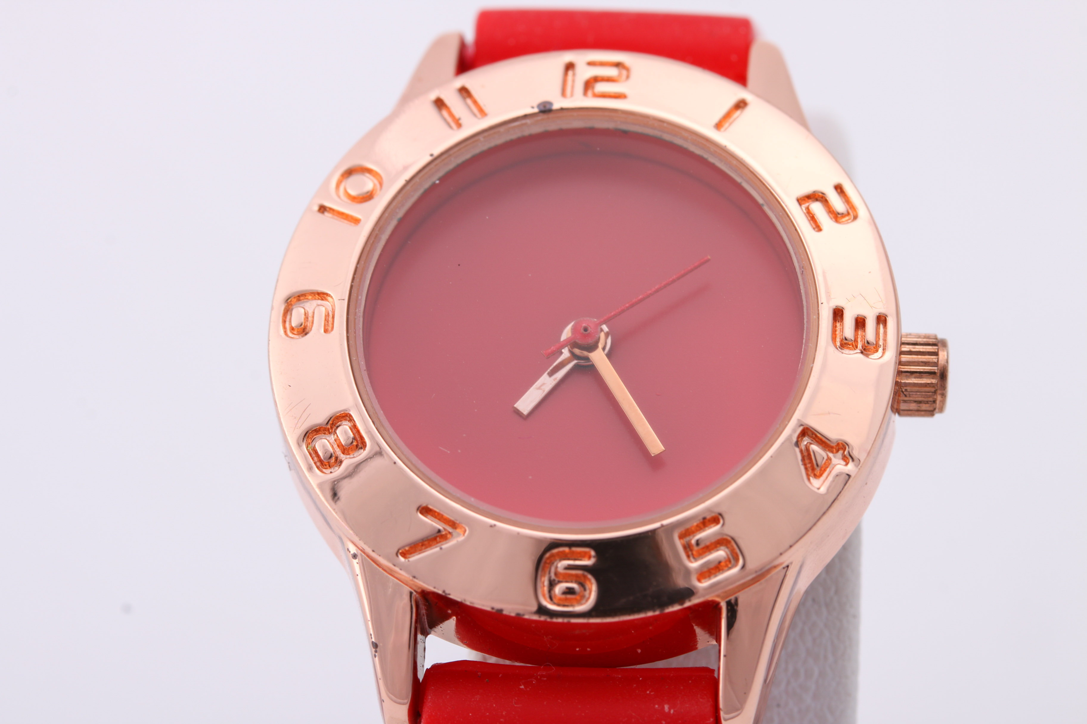 Women's Wrist Watch with Red Face and Matching Silicone Band EBTH