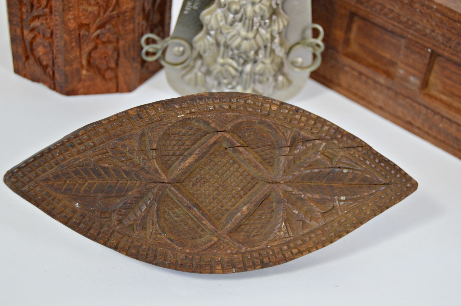 Antique Wooden Cookie Press, Dutch Santa Chocolate Mold EBTH