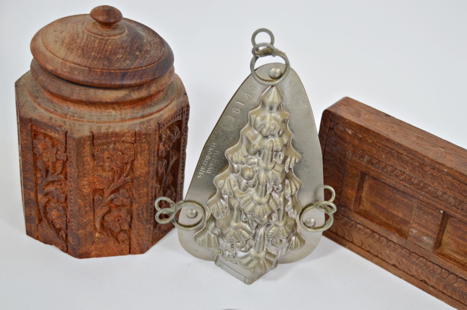 Antique Wooden Cookie Press, Dutch Santa Chocolate Mold EBTH