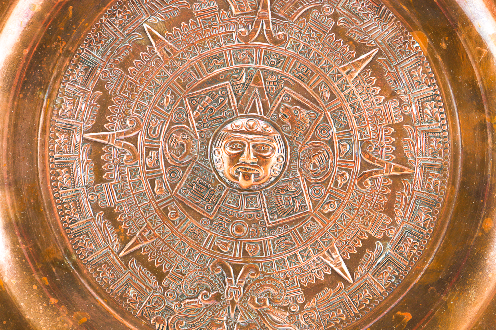 Copper Aztec Calendar Plate EBTH