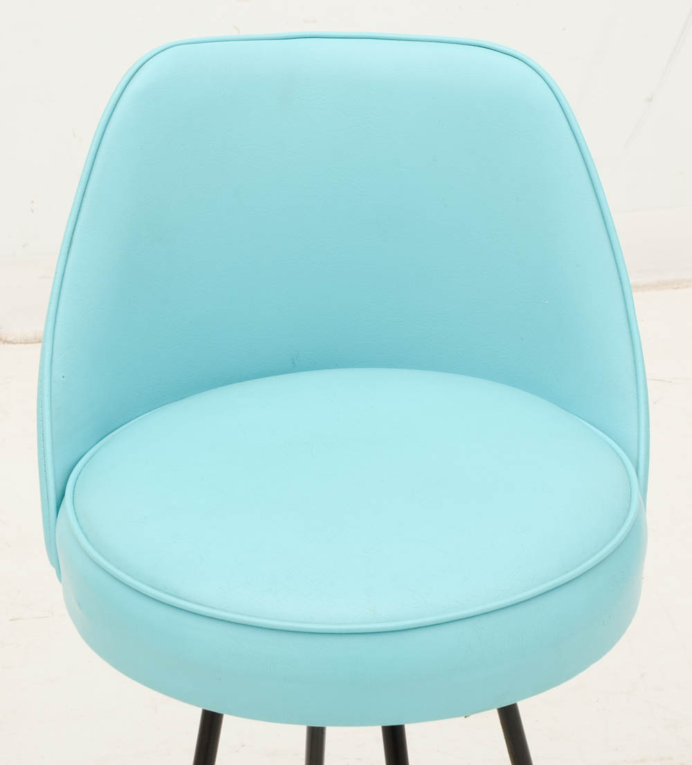 Set of Four MidCentury Turquoise Bar Stools EBTH