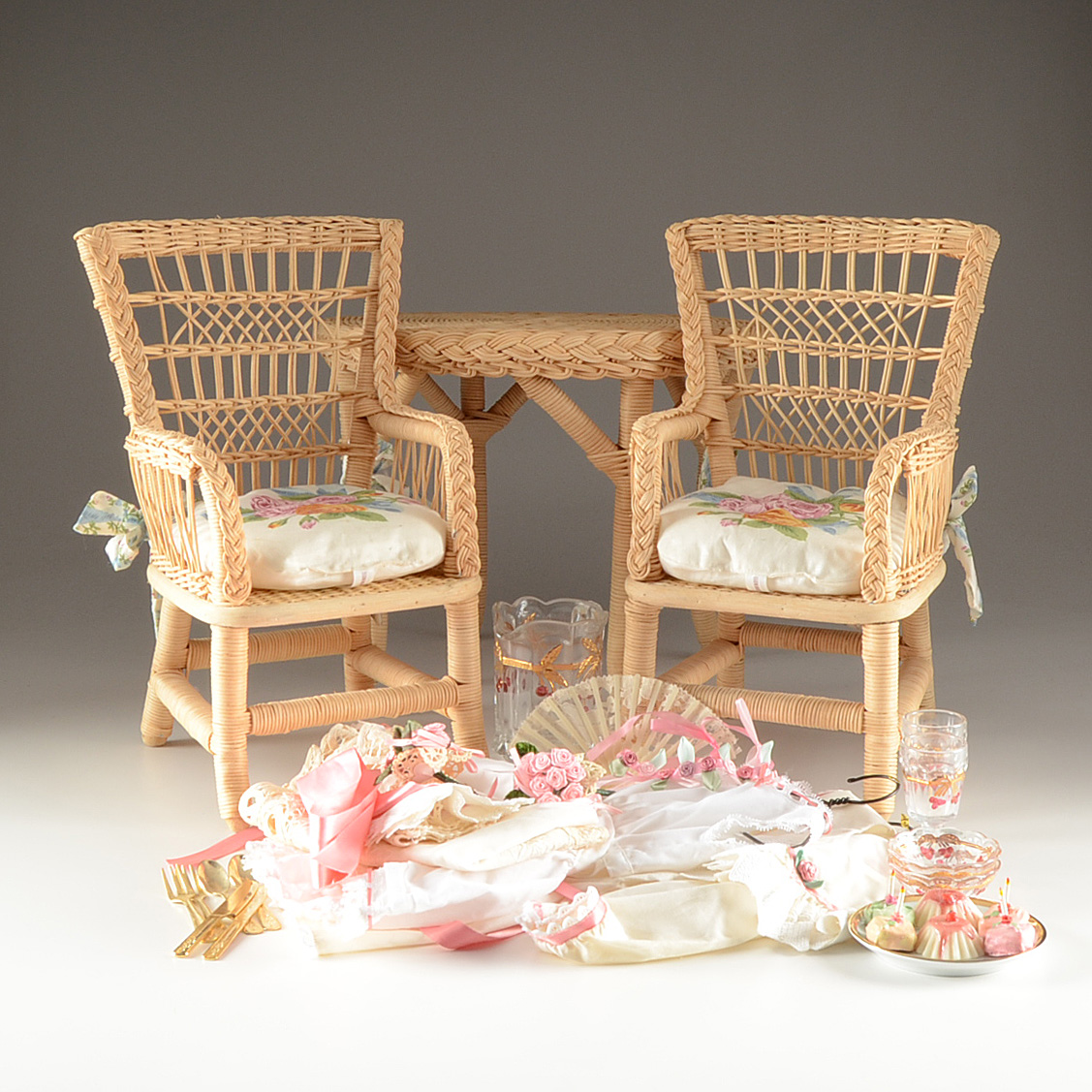 american girl wicker table and chairs