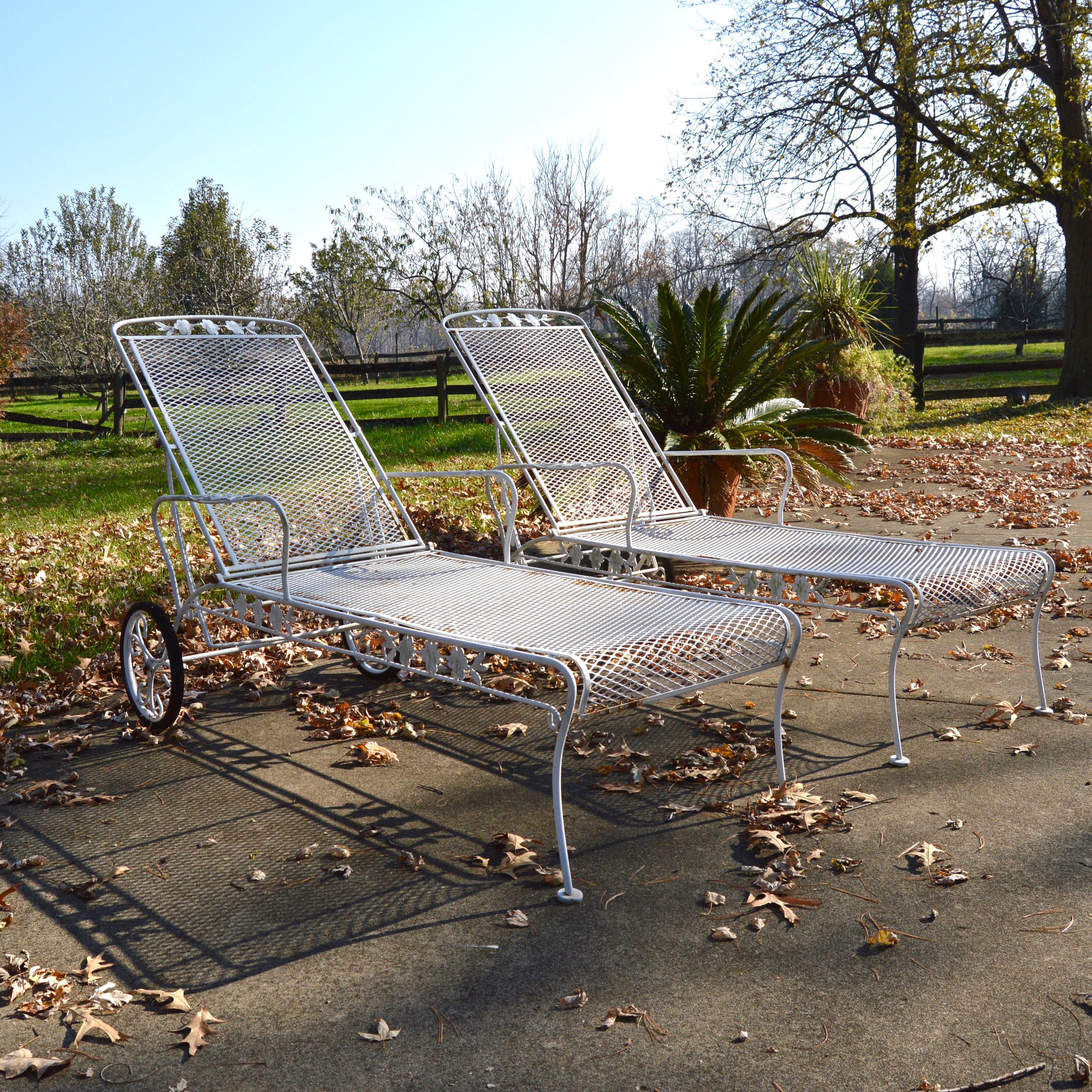 Pair Of Vintage Outdoor Metal Lounge Chairs