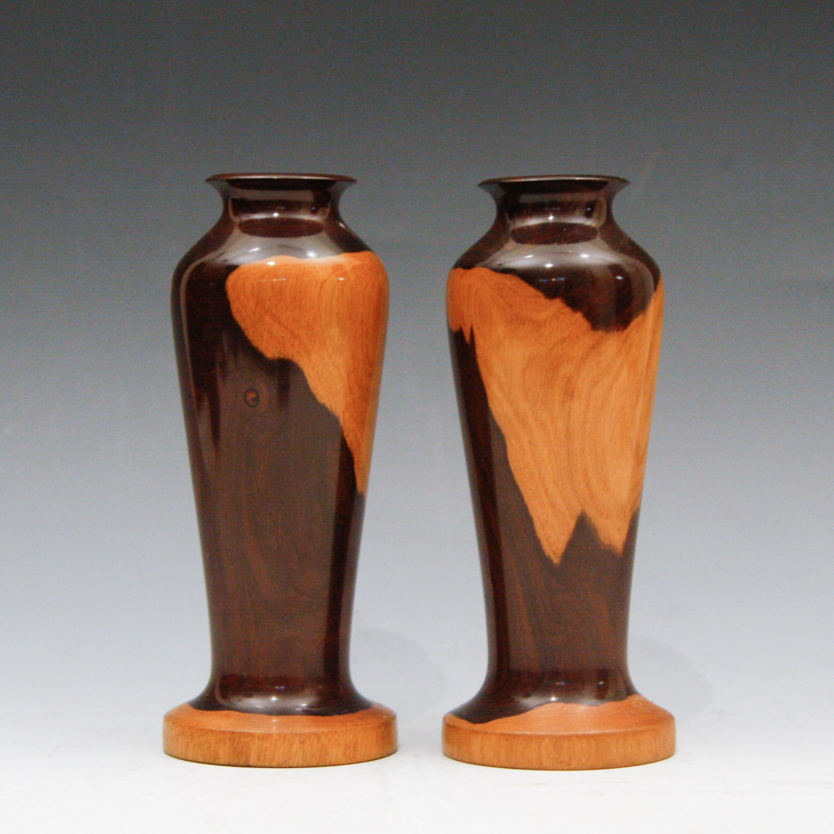 Pair Of Cuban Turned Wood Vases Ebth