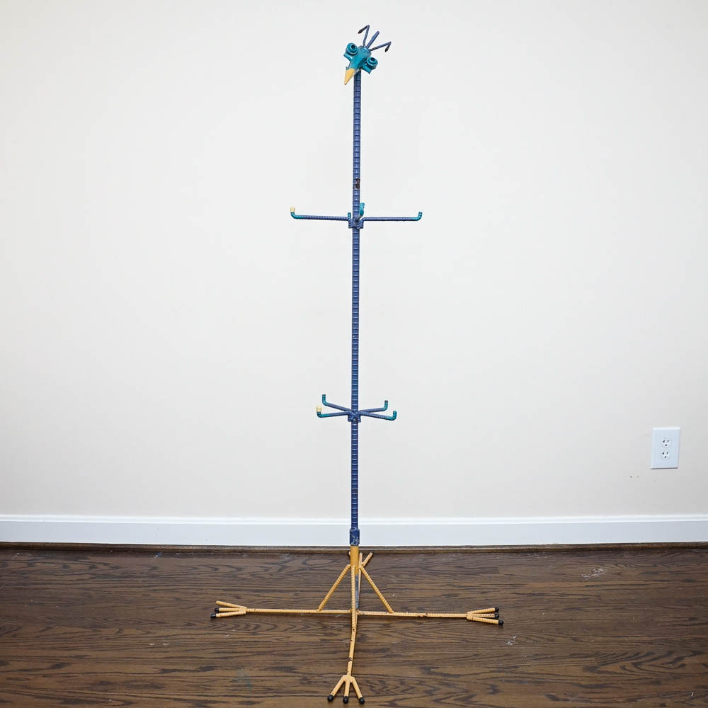 Peacock Painted Rebar Coat Rack EBTH