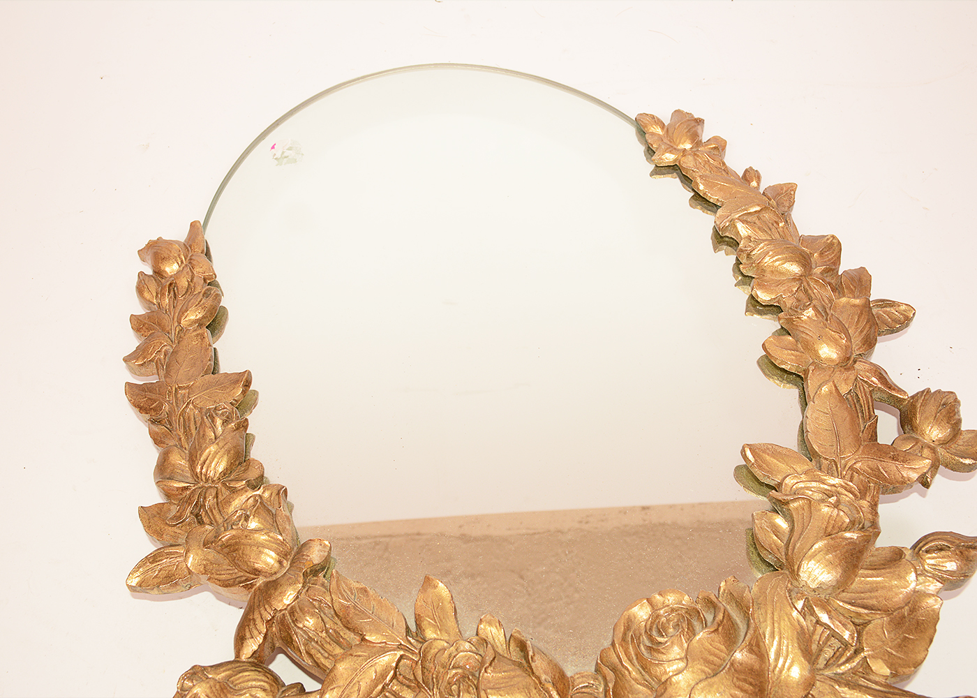 Oval Table Top Mirror with Gold Tone Floral Frame EBTH