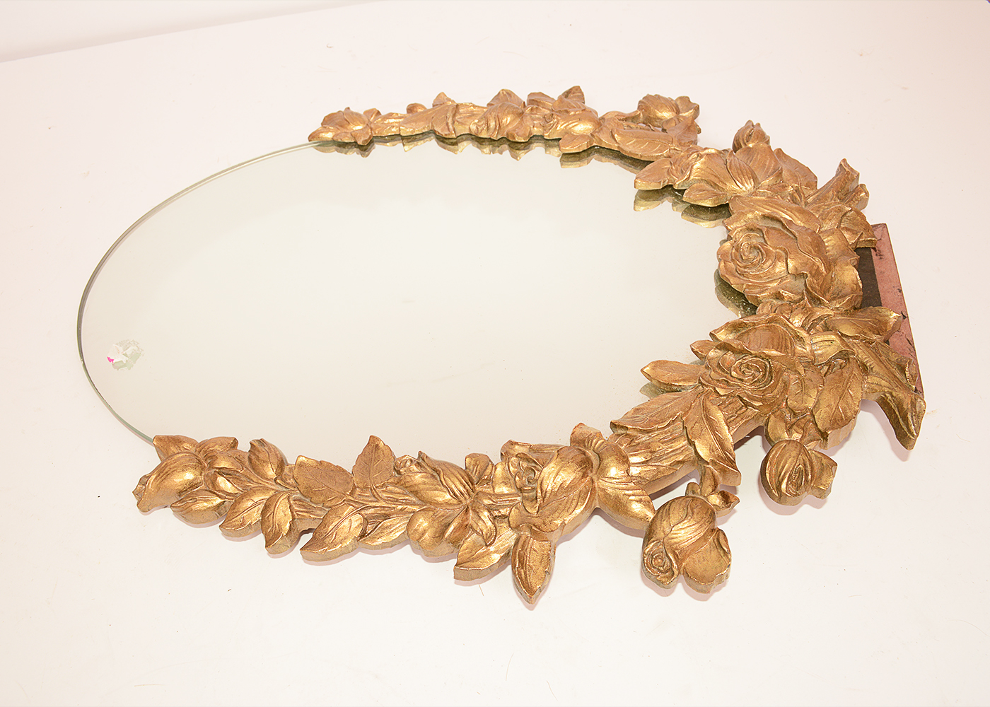 Oval Table Top Mirror with Gold Tone Floral Frame EBTH