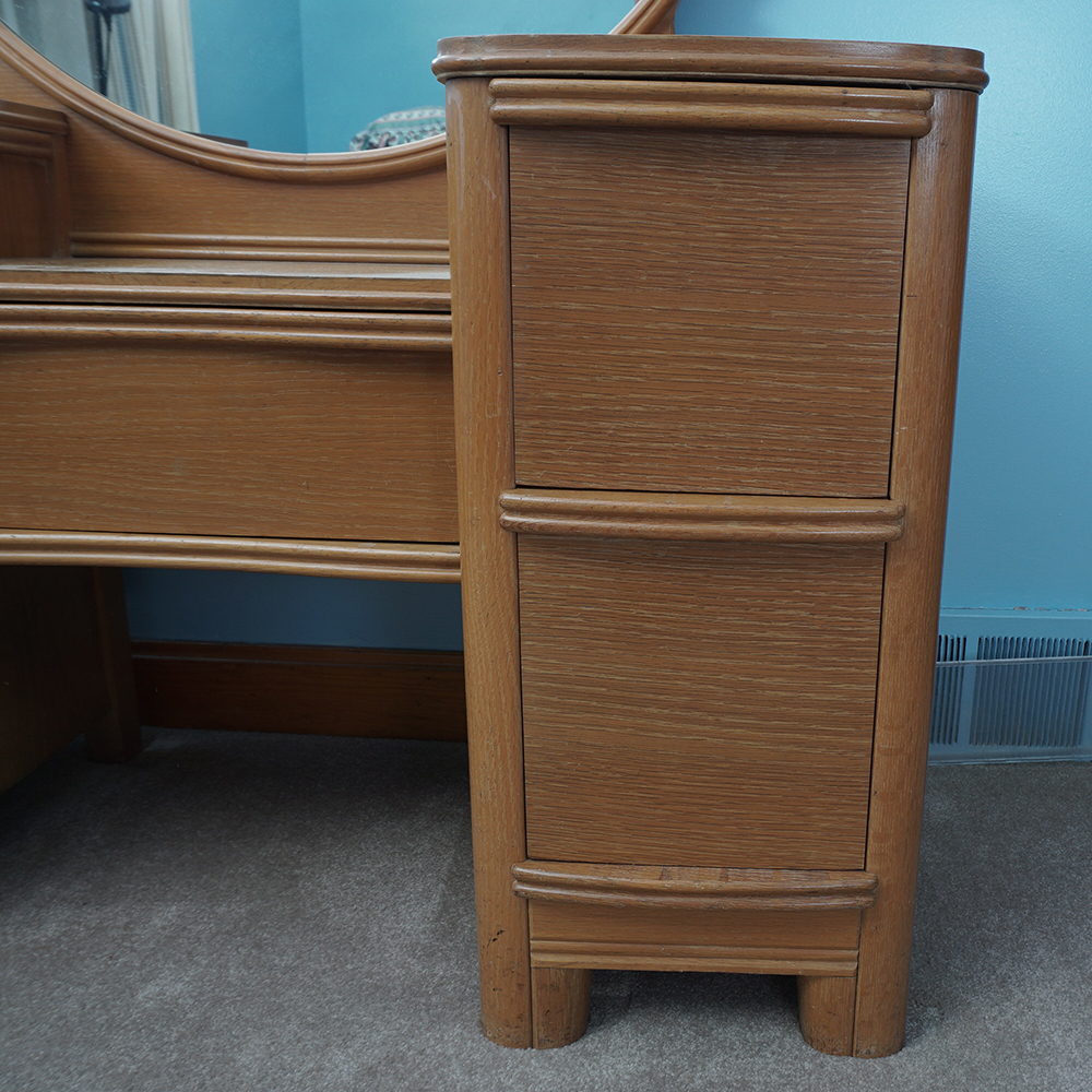 Pickled Oak Vanity With Mirror EBTH