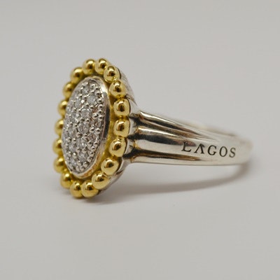 Lagos Sterling Silver 18K Diamond Ring | EBTH