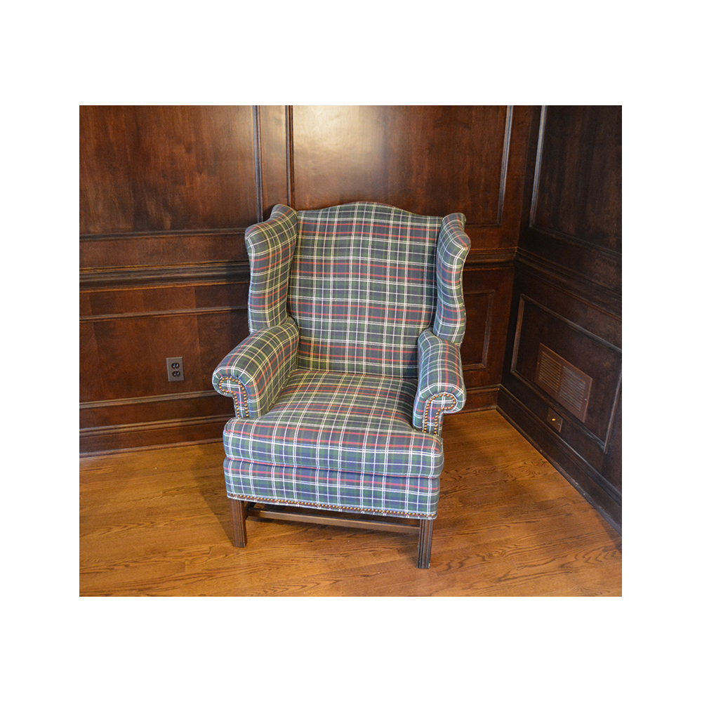 Ethan Allen Plaid Wingback Chair Ebth