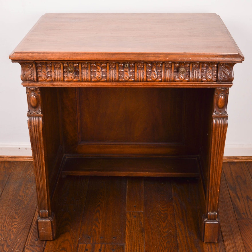 Antique Walnut Ornate Writing Desk Ebth
