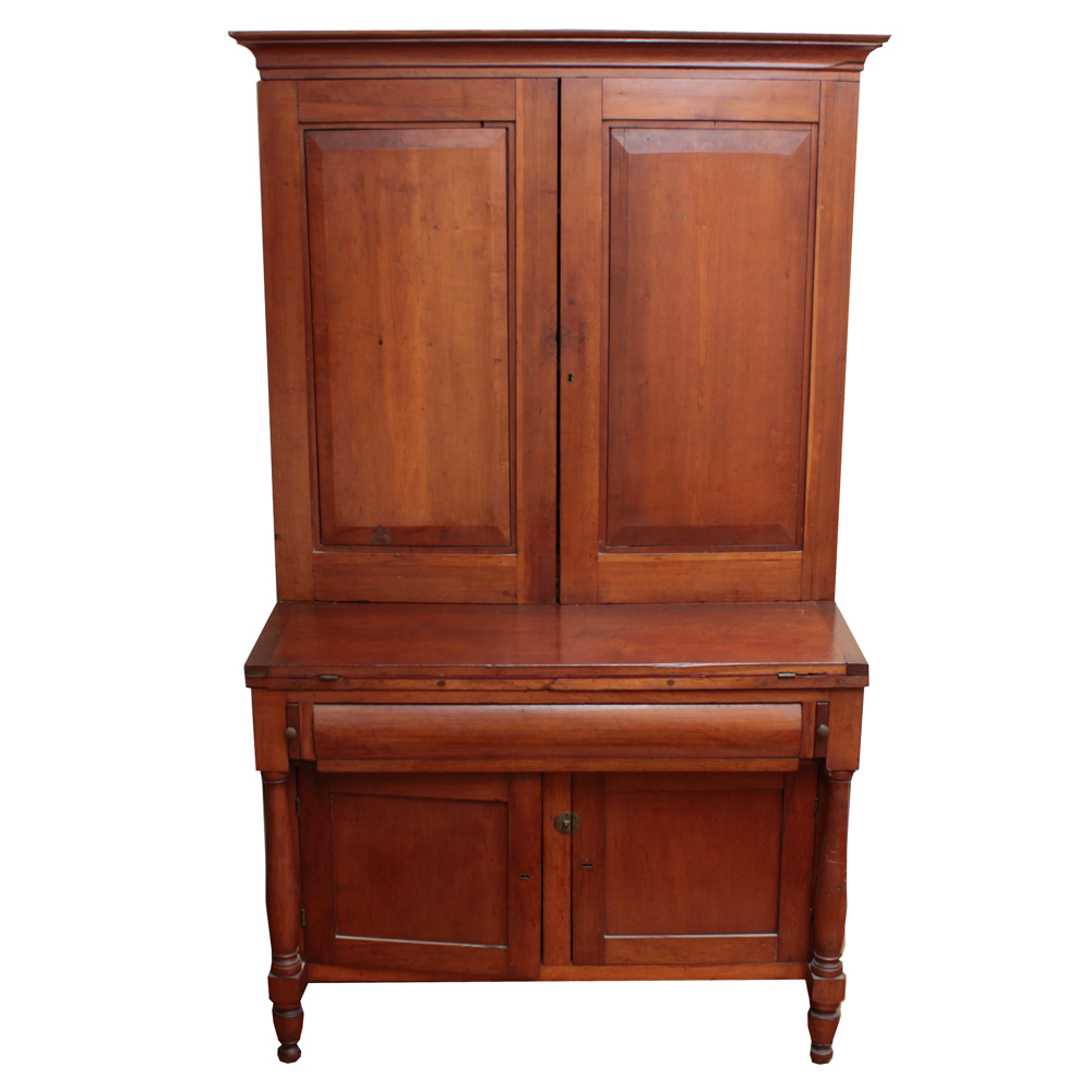 Antique Early American Cherry And Poplar Secretary Desk Ebth