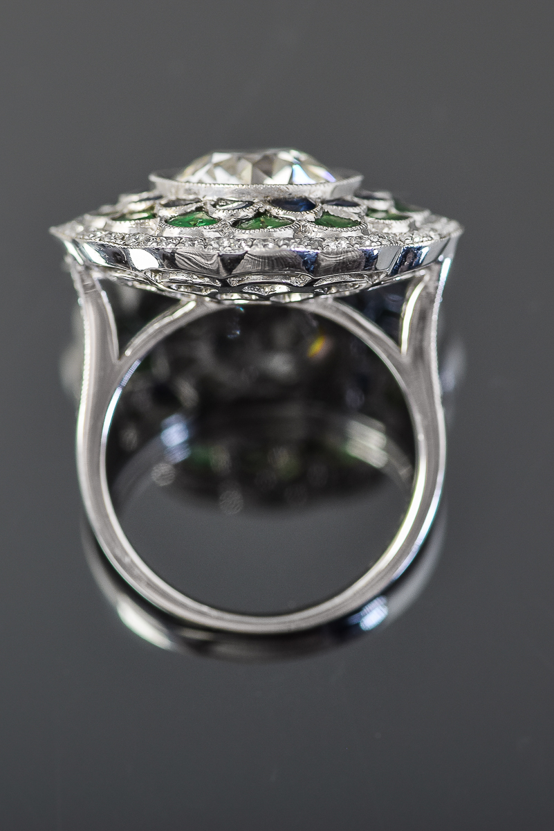18K White Gold, 4.56 CTW Diamond, Sapphire, and Tourmaline