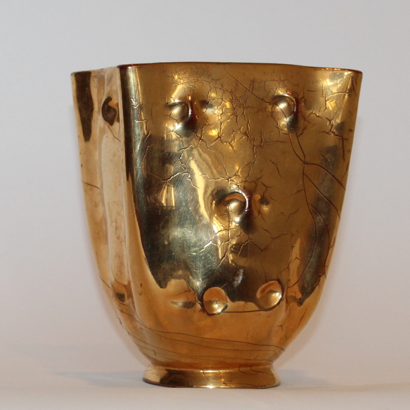 Italian Gold Tone Enamel Crackle Vase EBTH