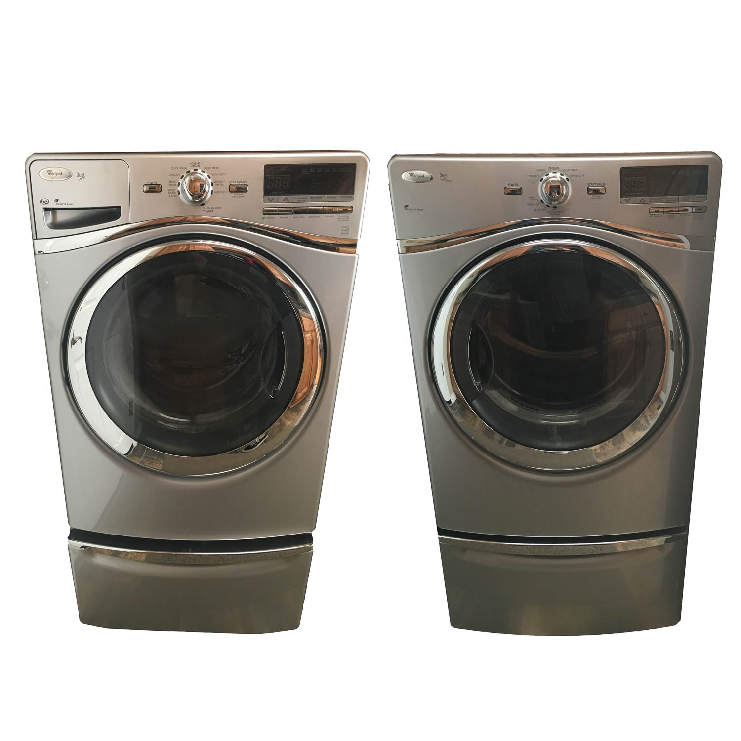 Whirlpool Duet Front Load Washer and Dryer with Pedestals EBTH
