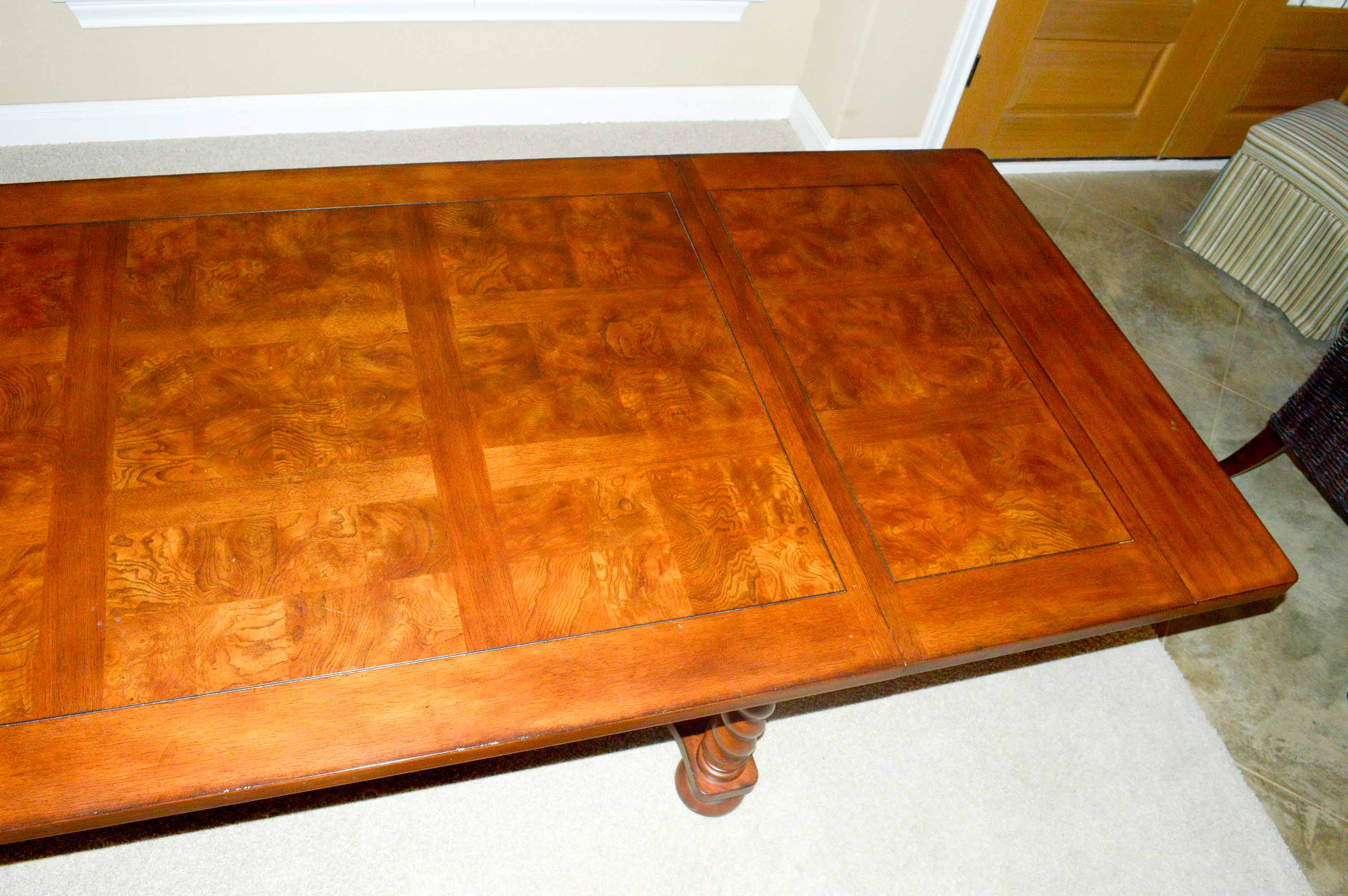 Burled Veneer Dining Table EBTH