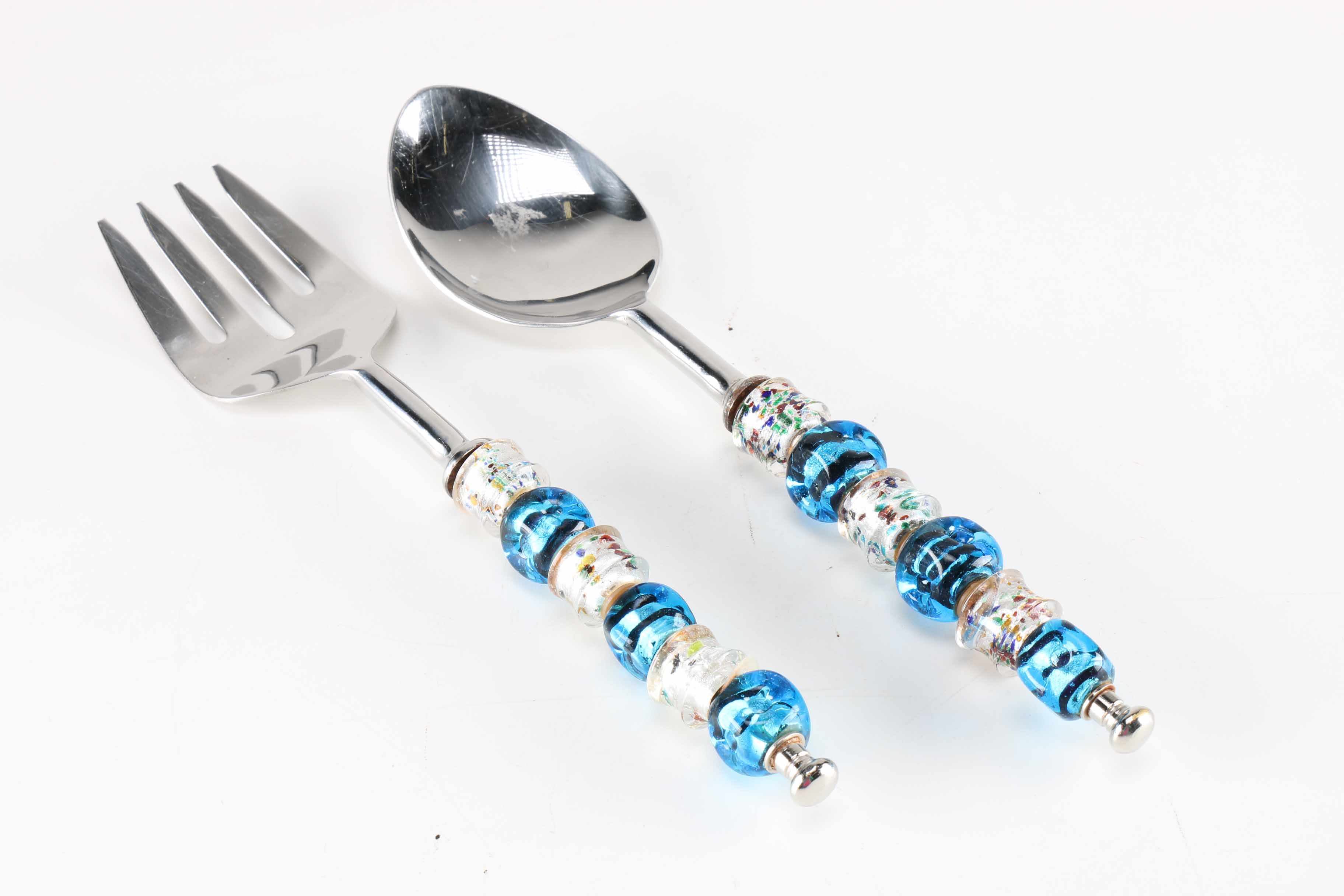 Serving Utensils with Blown Glass Bead Handles EBTH