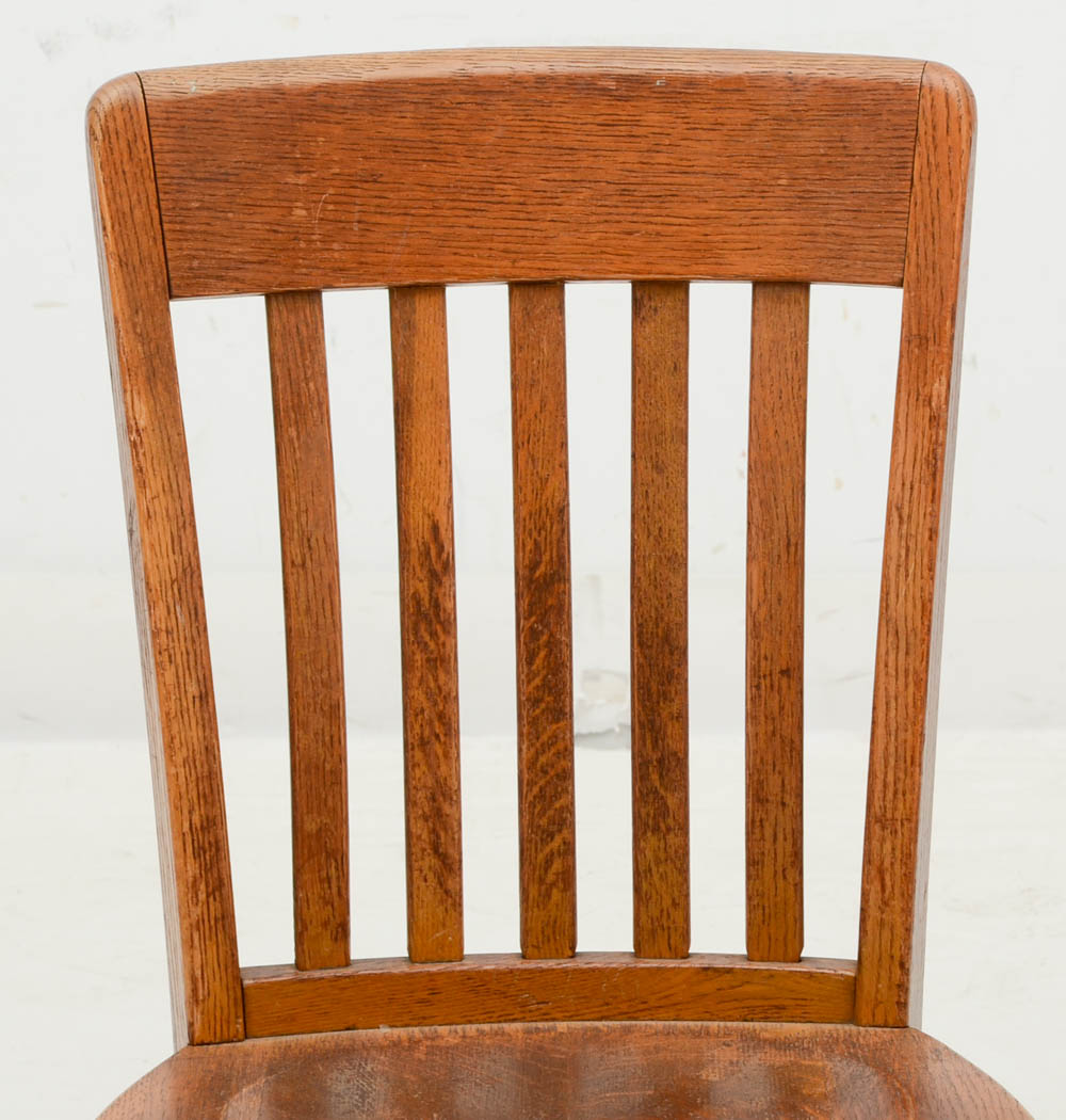 Four Vintage Oak School Chairs EBTH