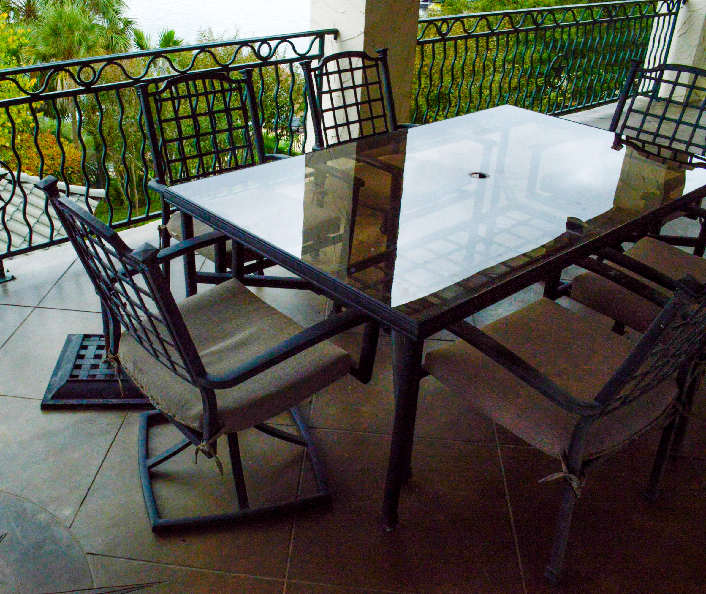 Hampton Bay Glass Top Patio Table Set EBTH