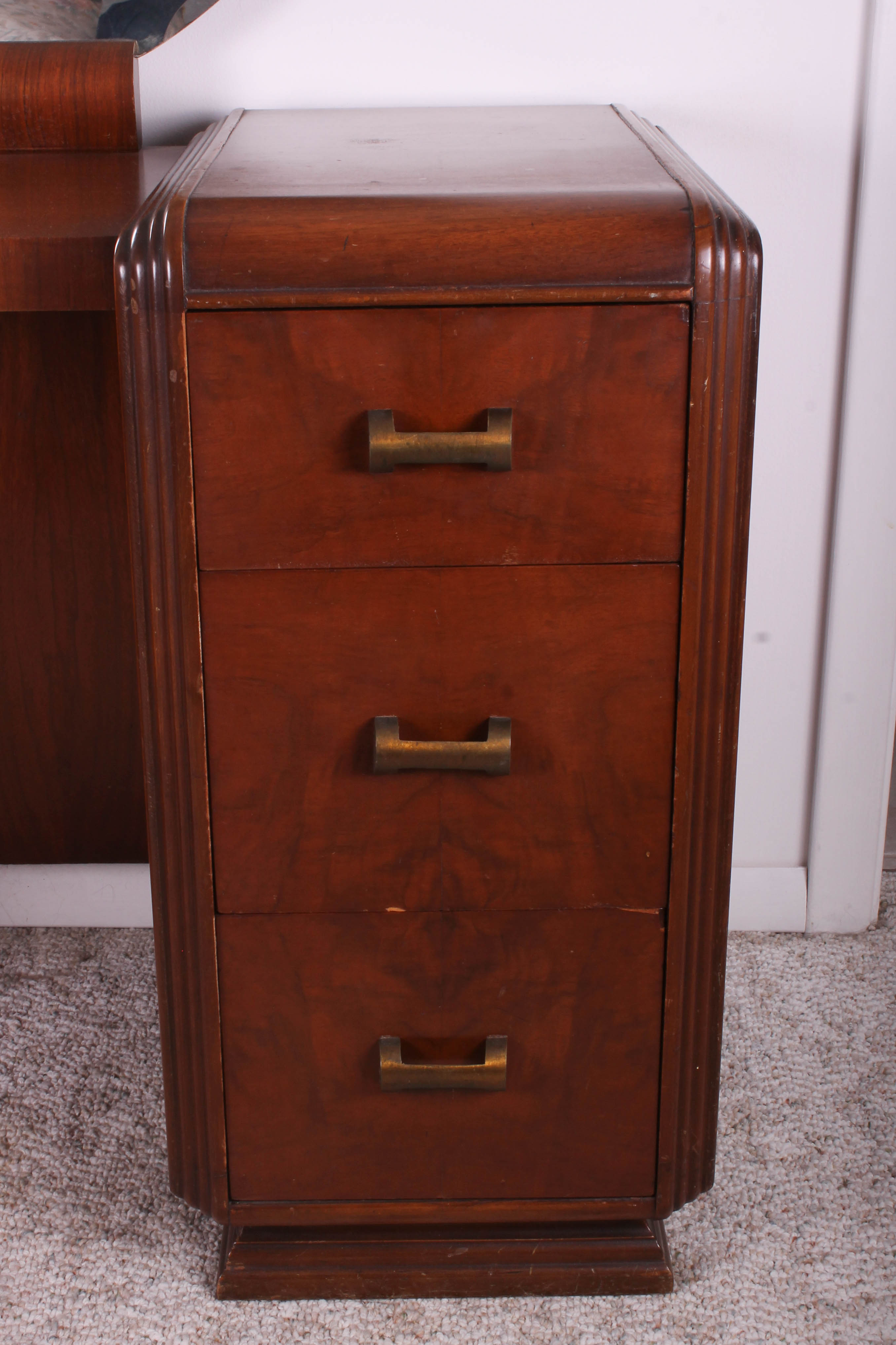 Circa 1930s Art Deco Mirrored Vanity with Stool EBTH