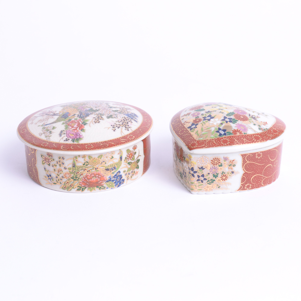 Pair Of Japanese Satsuma Trinket Boxes EBTH