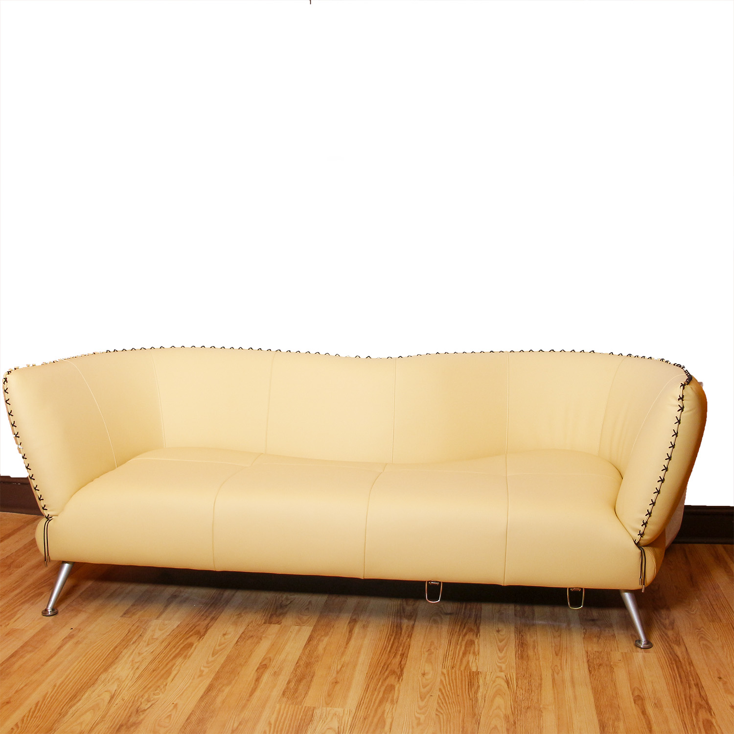 Contemporary Pale Yellow Leather Couch EBTH