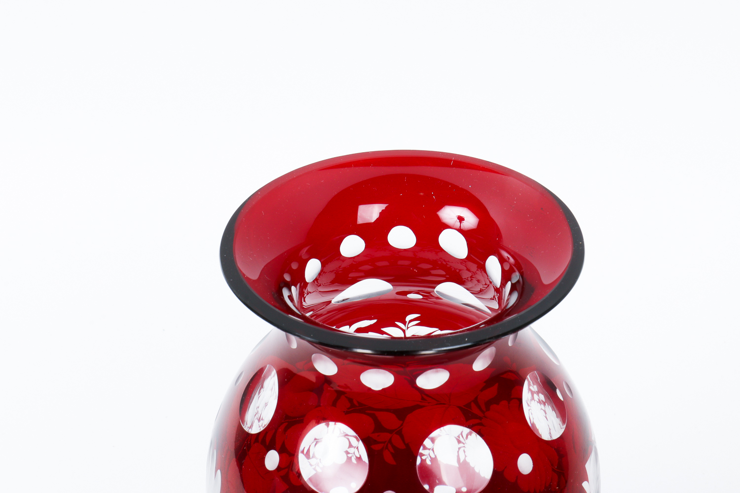 Ruby Cut to Clear Glass Vase EBTH